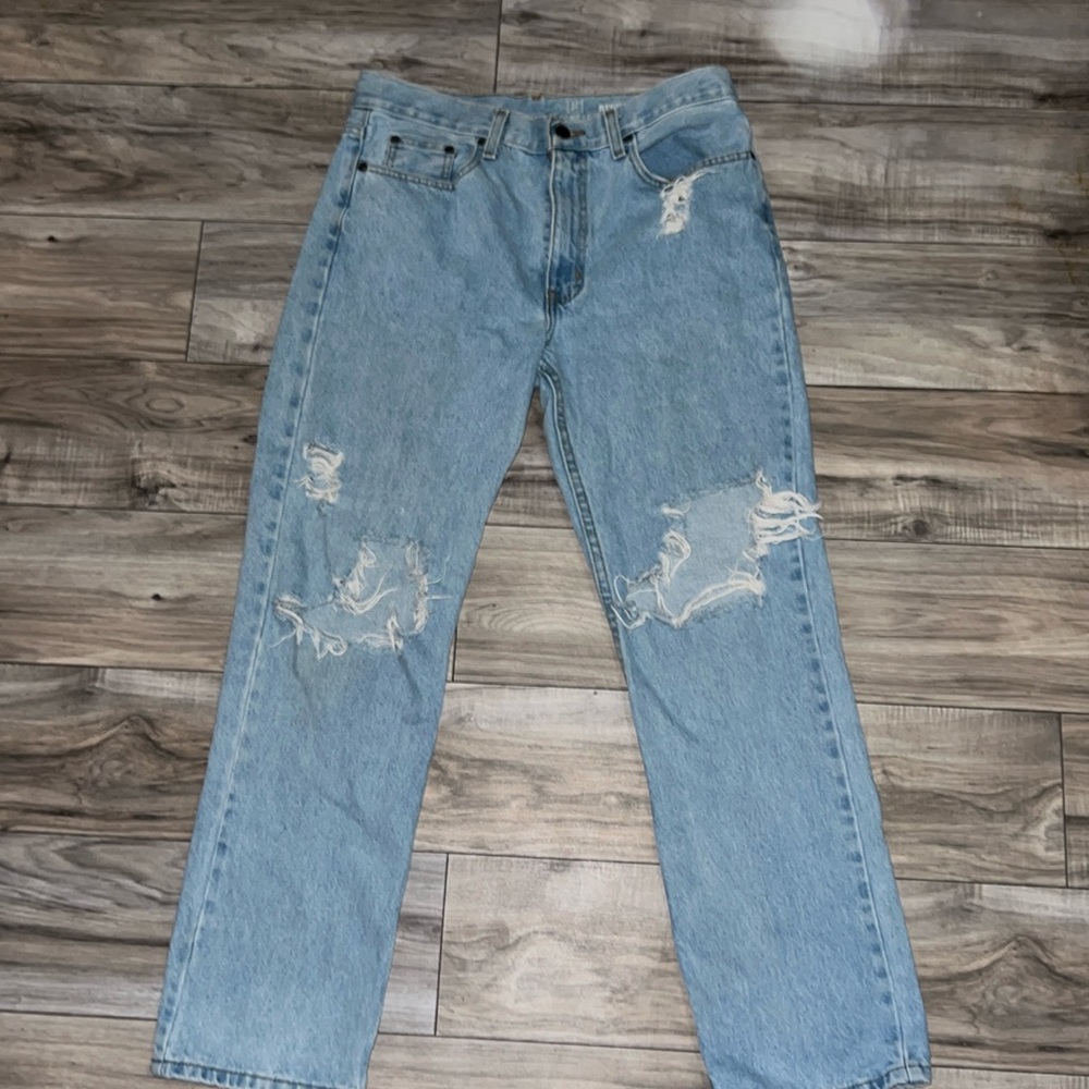 George men’s distressed straight leg jean